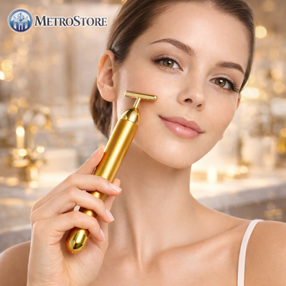 MetroStore™ 24K Gold Premium Facial Massager | Deep Relaxation & Stress Relief | Waterproof & Silent