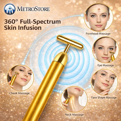 MetroStore™ 24K Gold Premium Facial Massager | Deep Relaxation & Stress Relief | Waterproof & Silent