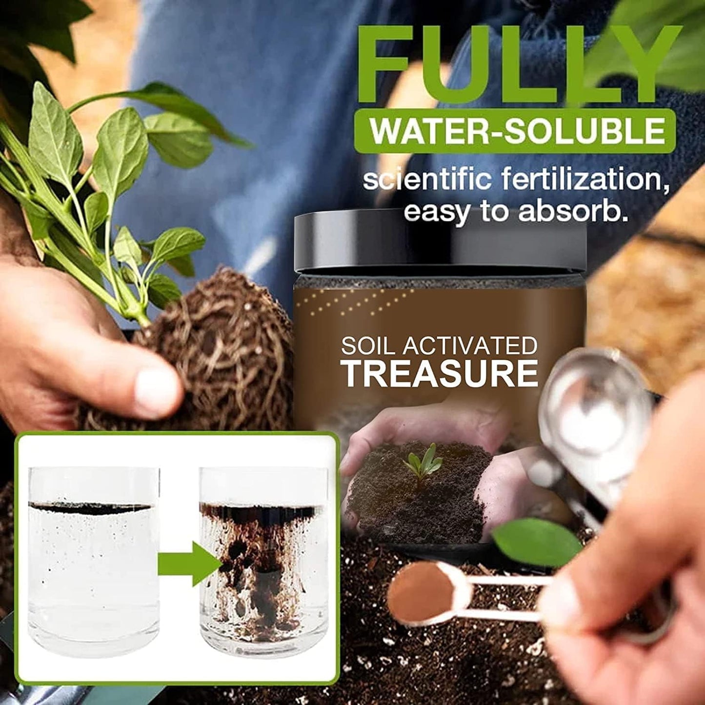 Soil Activated Treasure Plant Growth Booster | Improves Soil Quality & Root Support | Suitable for Indoor & Outdoor Plants | for Pots, Gardens & Home Plants | Easy to Use 200g (pack of 2)